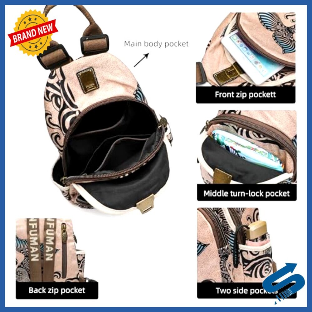 Mini Waterproof Print Backpack Daypack Travel Bag… - image 4